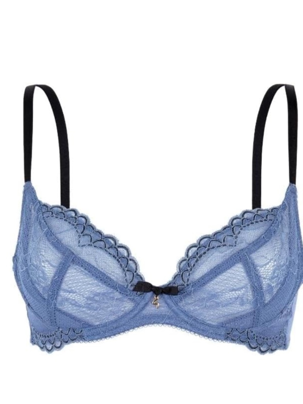 Gossard Superboost Lace Non Padded Plunge Bra ,Lingerie Blue Size 32 DD Worn 1x